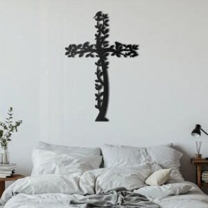 Blooming Cross Steel Wall Art