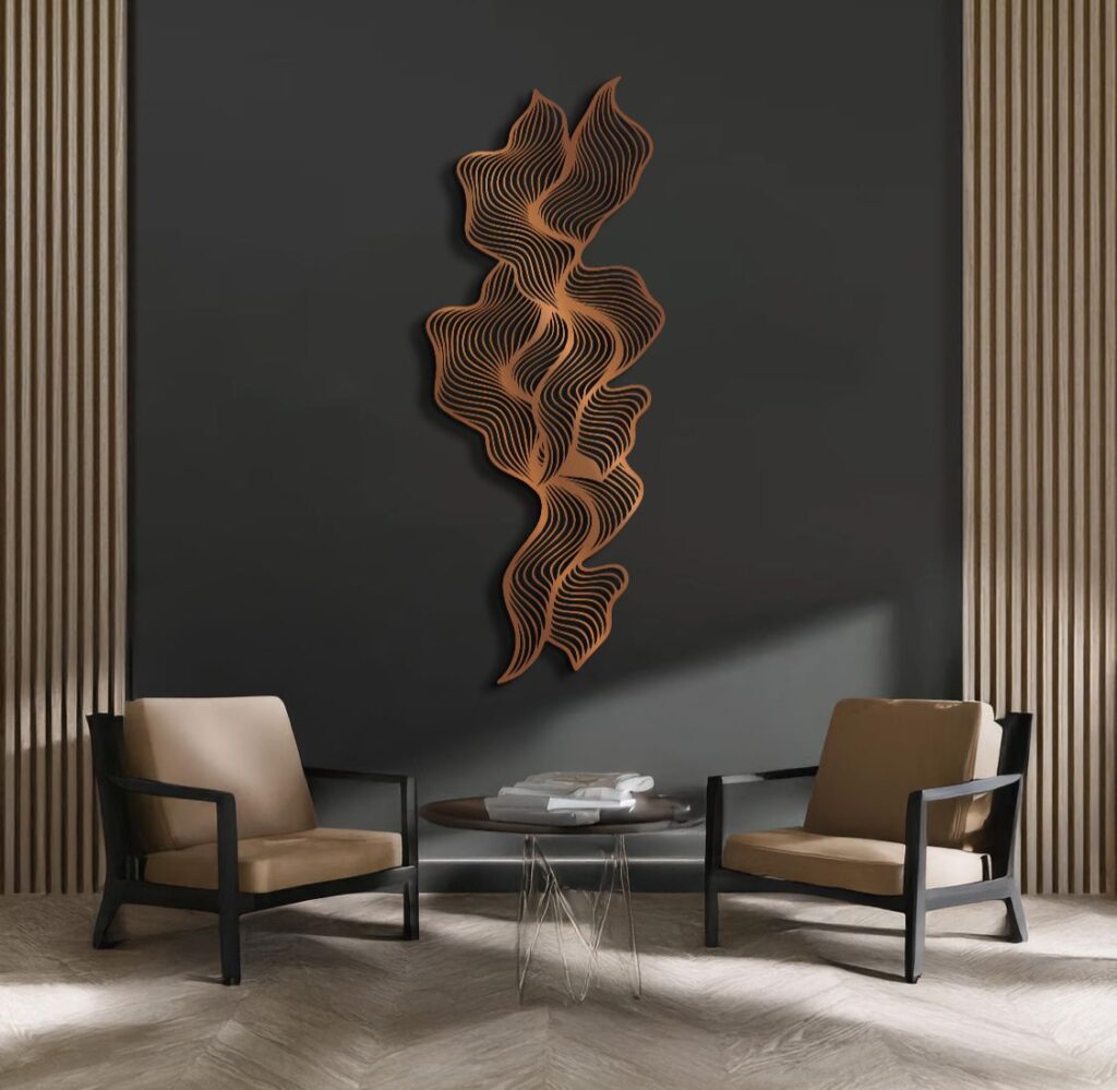 Leaf design metal wall art
