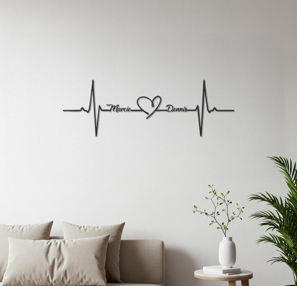 Personalised heartbeat metal wall art