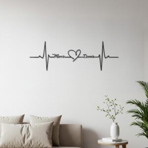 Personalised heartbeat metal wall art