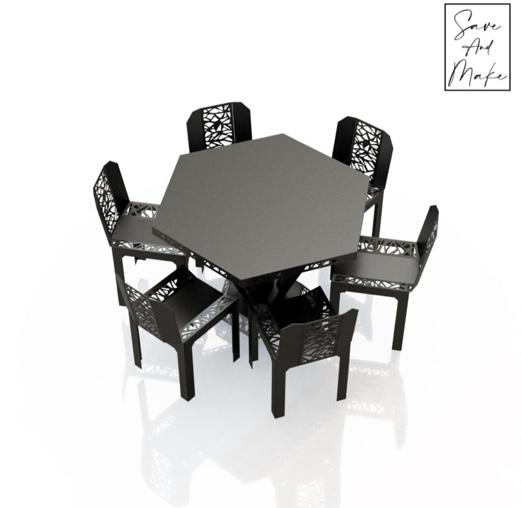 Powder-coated metal dining set