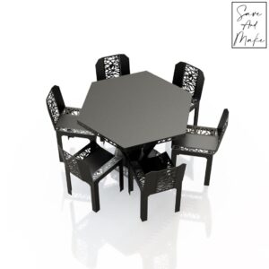 Powder-coated metal dining set