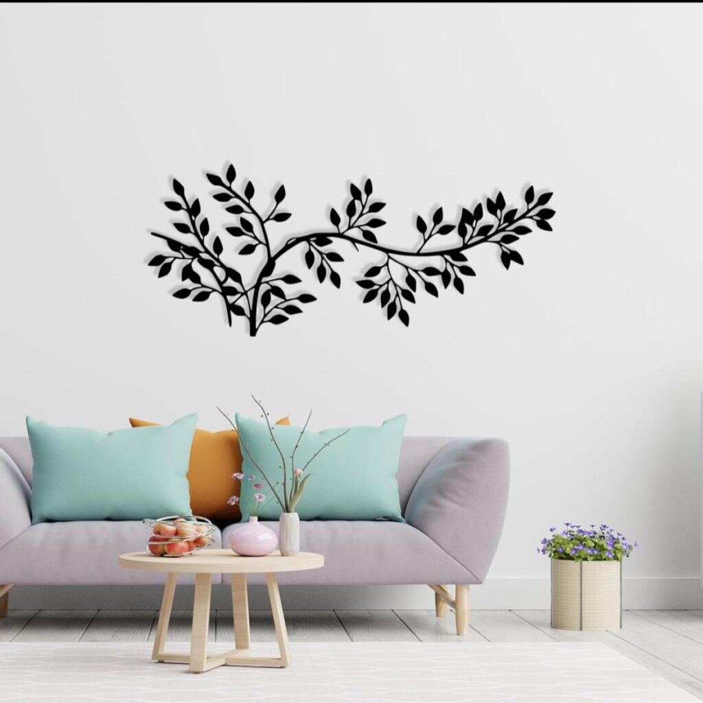 Metal tree branch wall art
